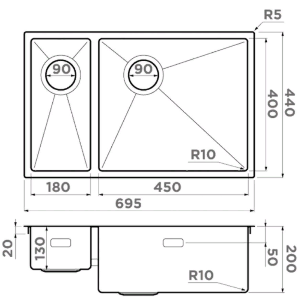 Мойка кухонная Omoikiri Taki Side правая 70 Золото светлое 4993184 — изображение 4