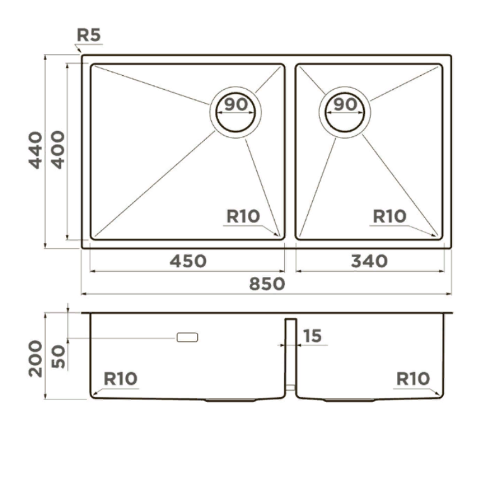 Мойка кухонная Omoikiri Taki Side 85 Графит 4997039 — изображение 4